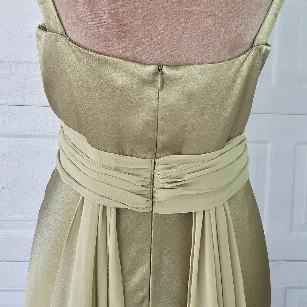 Night Way green satin gown beaded waist elegant formal evening dress 10 - Picture 5 of 12